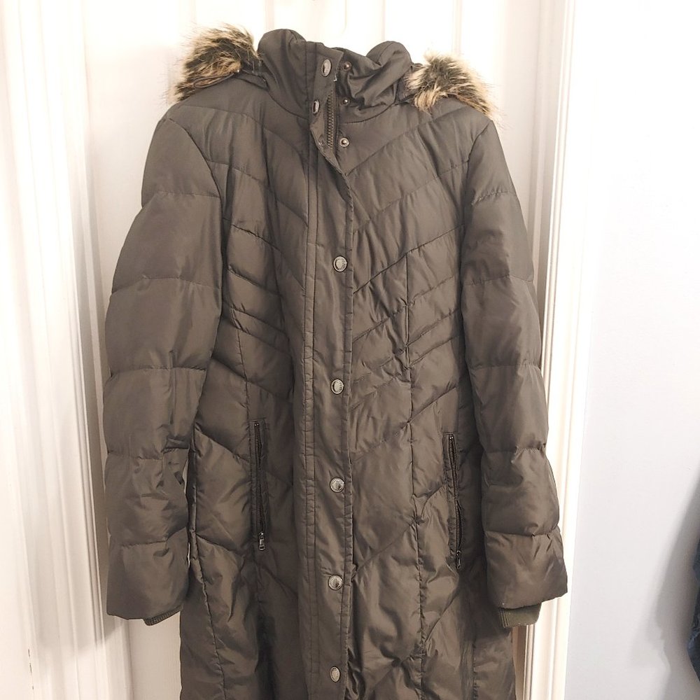 Long Dark Grey Puffer Coat